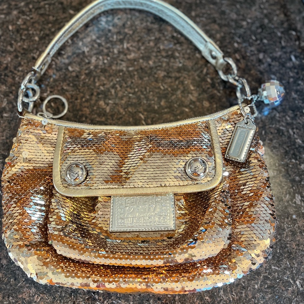 Brand New without tags Coach Gold Sequins Poppy Satchel ( sold out).